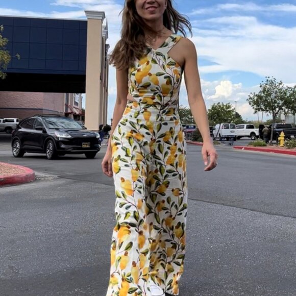 FARM RIO Halter Cutout Wide-Leg Jumpsuit-Size L-shorter length - Picture 11 of 11